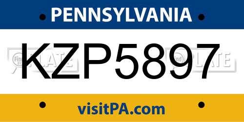 KZP5897 Pennsylvania License Plate