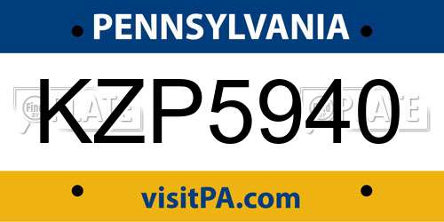 KZP5940 Pennsylvania License Plate