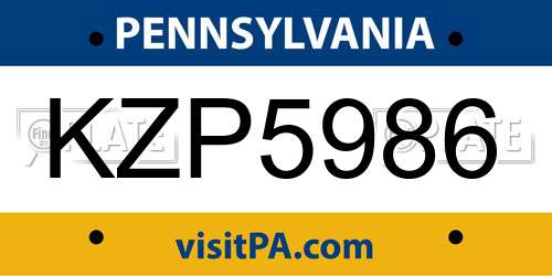 KZP5986 Pennsylvania License Plate