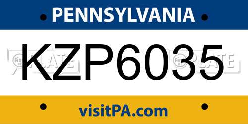 KZP6035 Pennsylvania License Plate