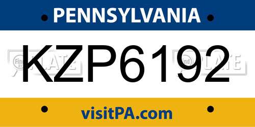 KZP6192 Pennsylvania License Plate