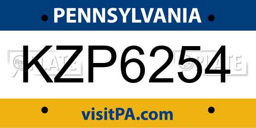 KZP6254 Pennsylvania License Plate