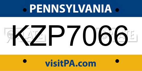 KZP7066 Pennsylvania License Plate