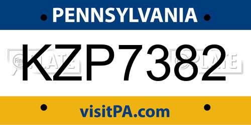 KZP7382 Pennsylvania License Plate
