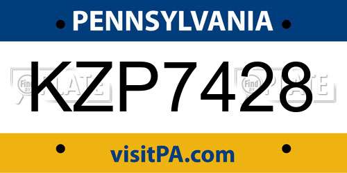 KZP7428 Pennsylvania License Plate