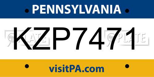 KZP7471 Pennsylvania License Plate