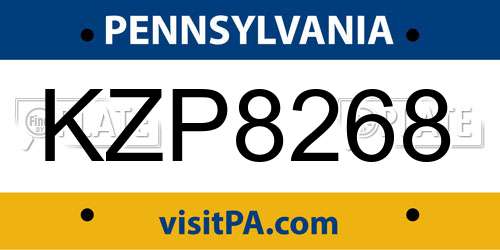 KZP8268 Pennsylvania License Plate