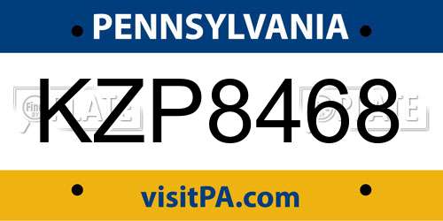 KZP8468 Pennsylvania License Plate