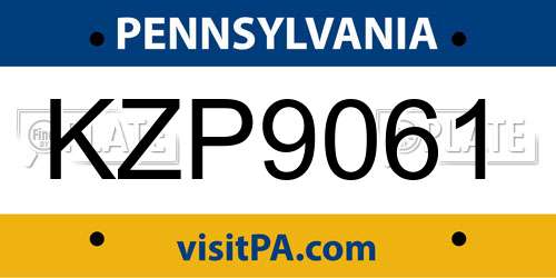 KZP9061 Pennsylvania License Plate