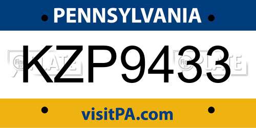 KZP9433 Pennsylvania License Plate