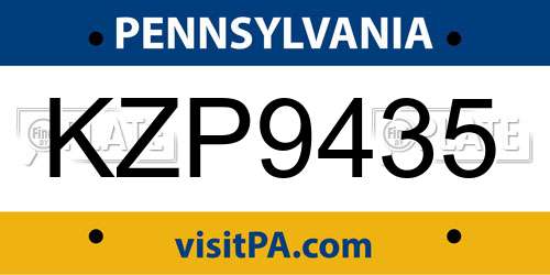 KZP9435 Pennsylvania License Plate