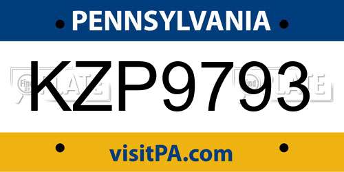 KZP9793 Pennsylvania License Plate