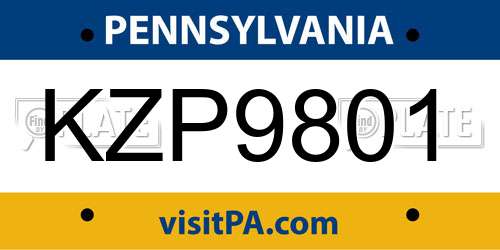 KZP9801 Pennsylvania License Plate