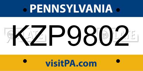 KZP9802 Pennsylvania License Plate