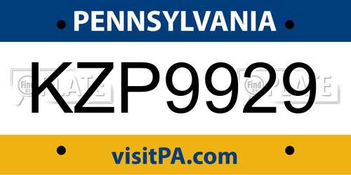 KZP9929 Pennsylvania License Plate