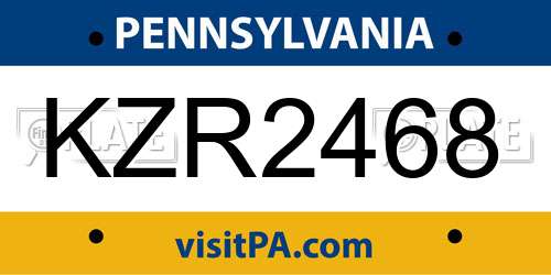 KZR2468 Pennsylvania License Plate
