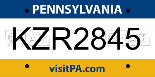 KZR2845 Pennsylvania License Plate