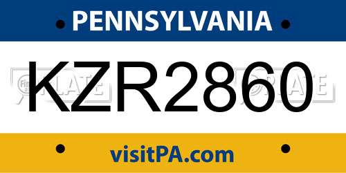 KZR2860 Pennsylvania License Plate