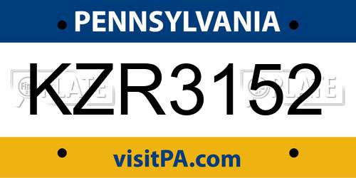 KZR3152 Pennsylvania License Plate