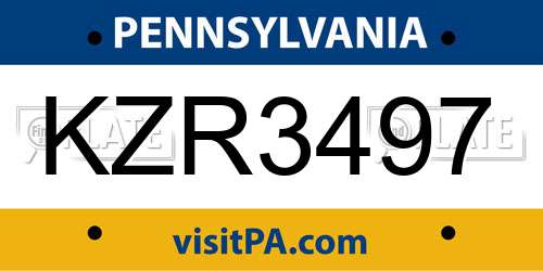 KZR3497 Pennsylvania License Plate