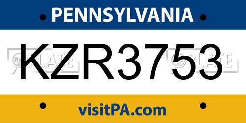 KZR3753 Pennsylvania License Plate