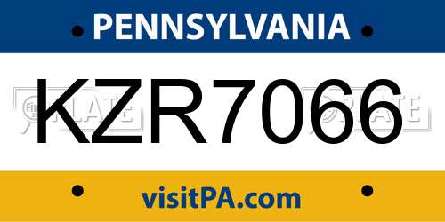 KZR7066 Pennsylvania License Plate