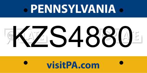 KZS4880 Pennsylvania License Plate