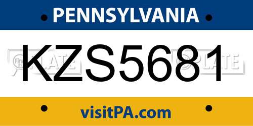 KZS5681 Pennsylvania License Plate