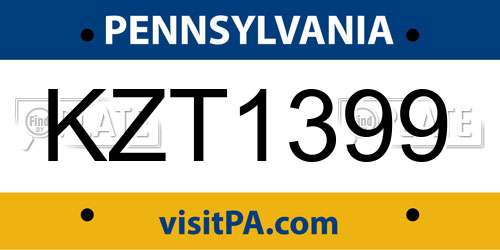 KZT1399 Pennsylvania License Plate