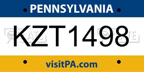 KZT1498 Pennsylvania License Plate