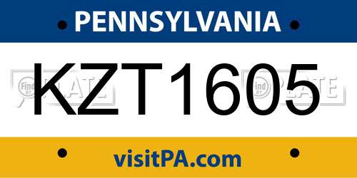 KZT1605 Pennsylvania License Plate