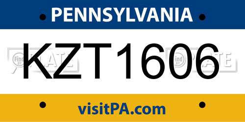 KZT1606 Pennsylvania License Plate