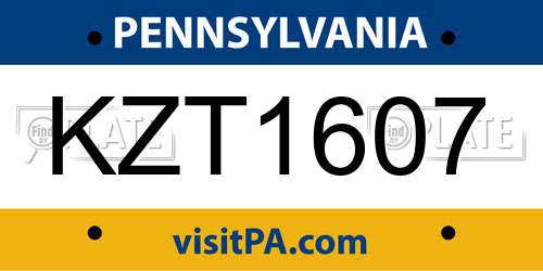 KZT1607 Pennsylvania License Plate