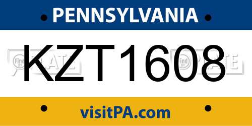 KZT1608 Pennsylvania License Plate