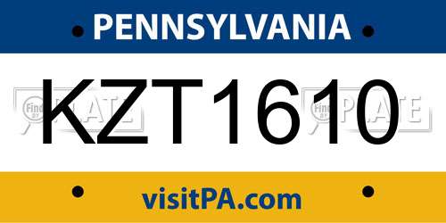 KZT1610 Pennsylvania License Plate