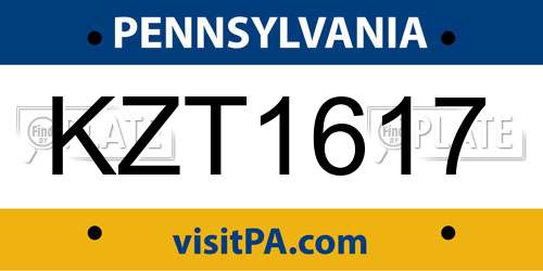 KZT1617 Pennsylvania License Plate