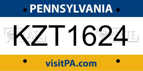 KZT1624 Pennsylvania License Plate