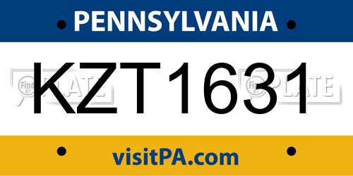 KZT1631 Pennsylvania License Plate