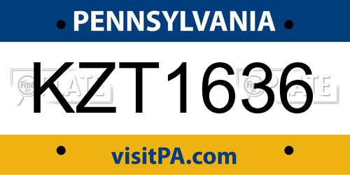 KZT1636 Pennsylvania License Plate