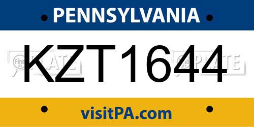KZT1644 Pennsylvania License Plate