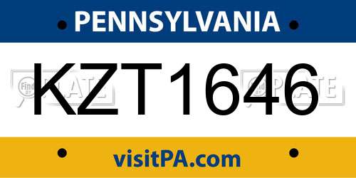 KZT1646 Pennsylvania License Plate