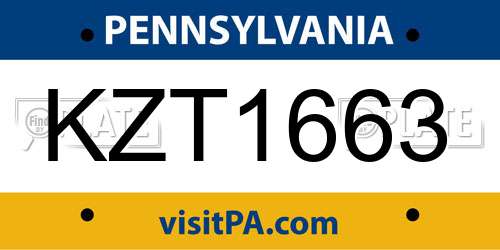 KZT1663 Pennsylvania License Plate
