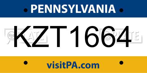 KZT1664 Pennsylvania License Plate