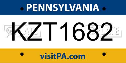 KZT1682 Pennsylvania License Plate