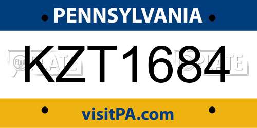 KZT1684 Pennsylvania License Plate
