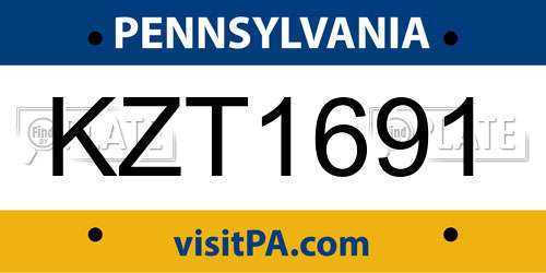 KZT1691 Pennsylvania License Plate