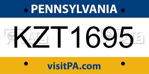 KZT1695 Pennsylvania License Plate
