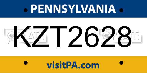 KZT2628 Pennsylvania License Plate