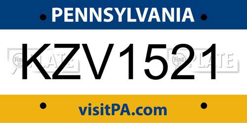 KZV1521 Pennsylvania License Plate