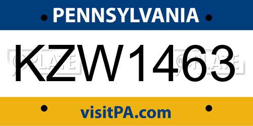 KZW1463 Pennsylvania License Plate